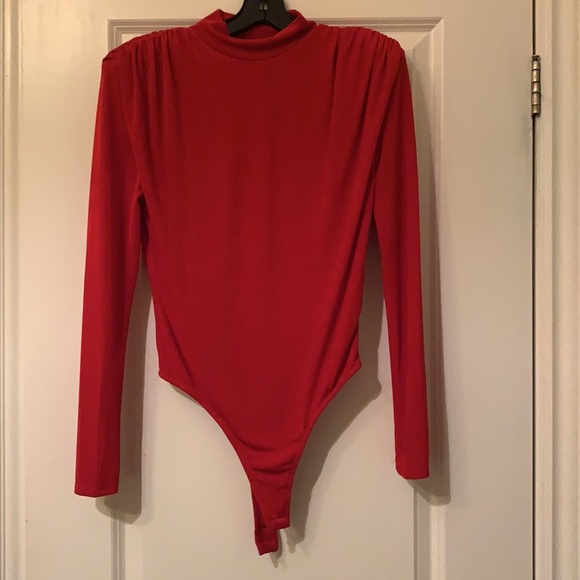Jlux label red Kenzia high neck bodysuit. Never worn, no tags - Picture 4 of 8
